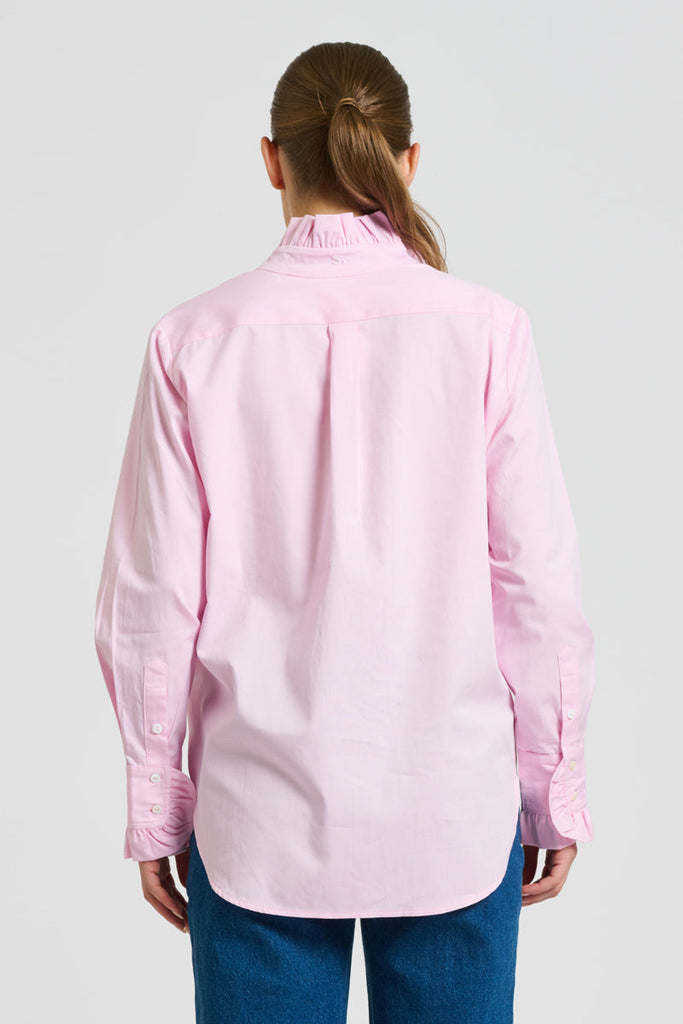 Shirty The Olivia Classic Cut Shirt Flannel Frill - Pink Oxford