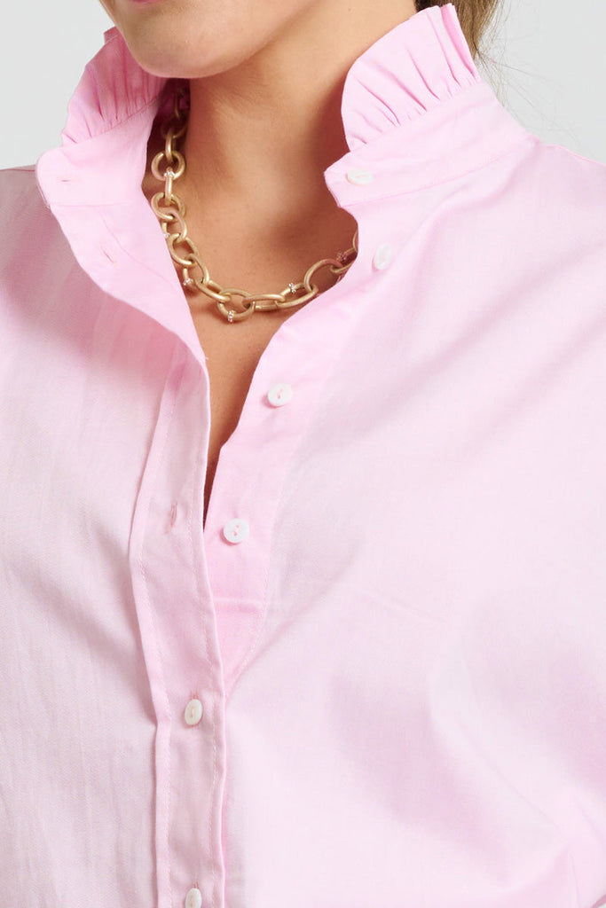 Shirty The Olivia Classic Cut Shirt Flannel Frill - Pink Oxford