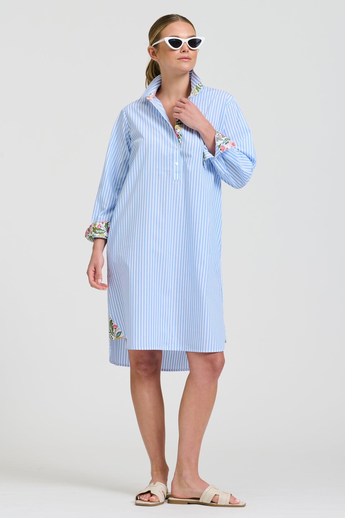 pale blue shirt dress The Popover Shirtdress