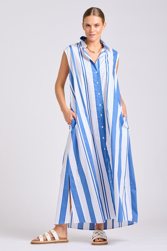 Shirty The Sabine Dress - Azure Retro Stripe