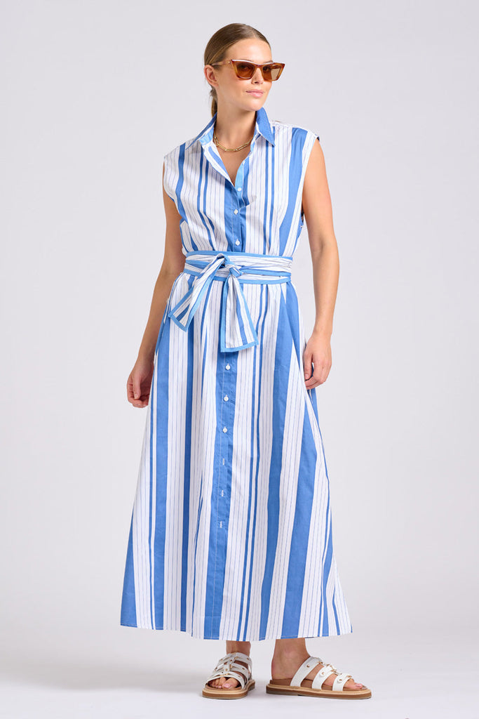 Shirty The Sabine Dress - Azure Retro Stripe