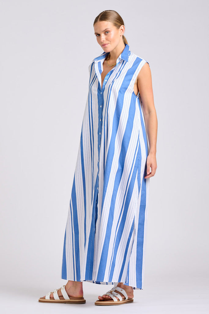 Shirty The Sabine Dress - Azure Retro Stripe