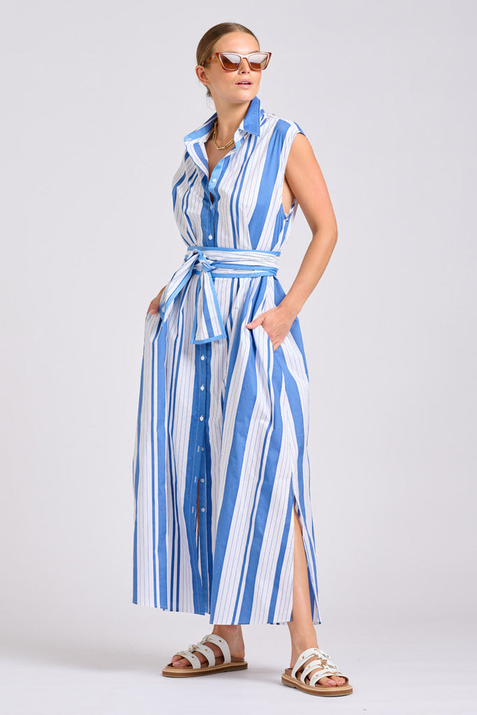Shirty The Sabine Dress - Azure Retro Stripe
