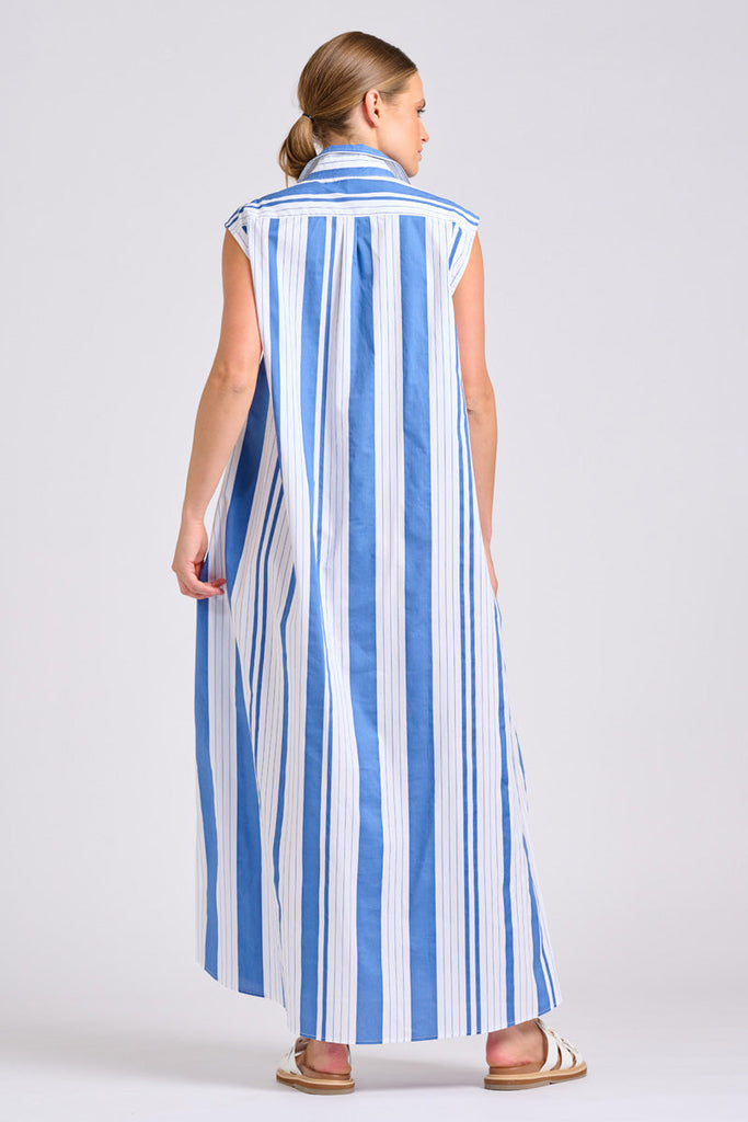 Shirty The Sabine Dress - Azure Retro Stripe
