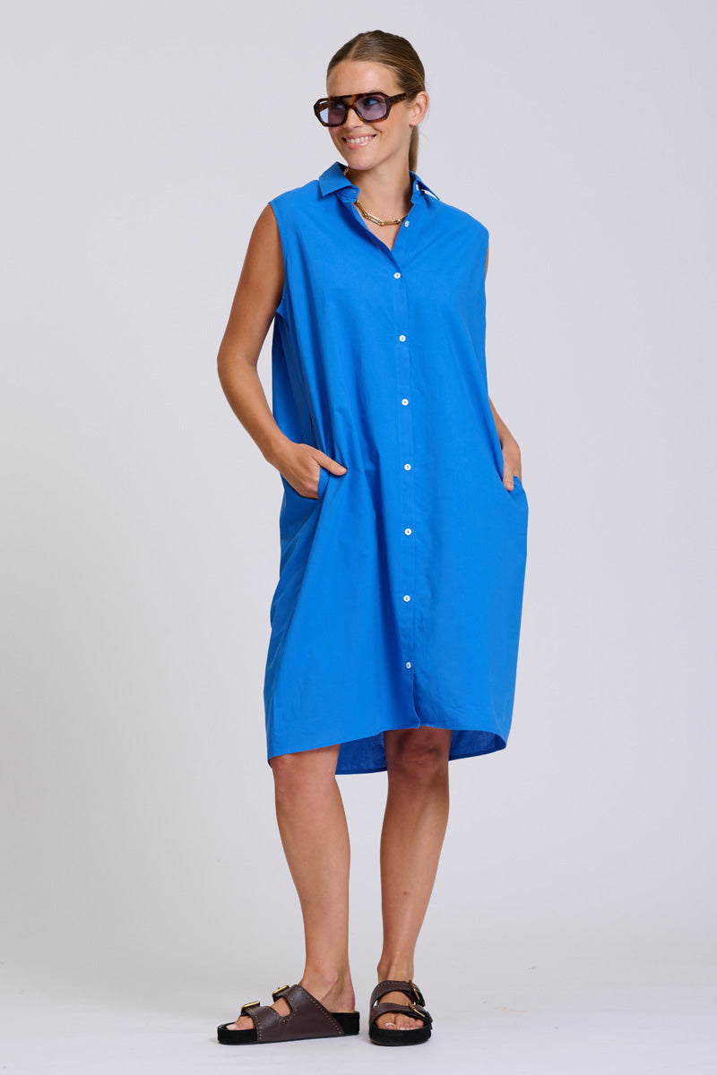 The Sandra Relaxed Shirtdress - Royal Blue shirty The Sandra Relaxed Shirtdress - Royal Blue shirty