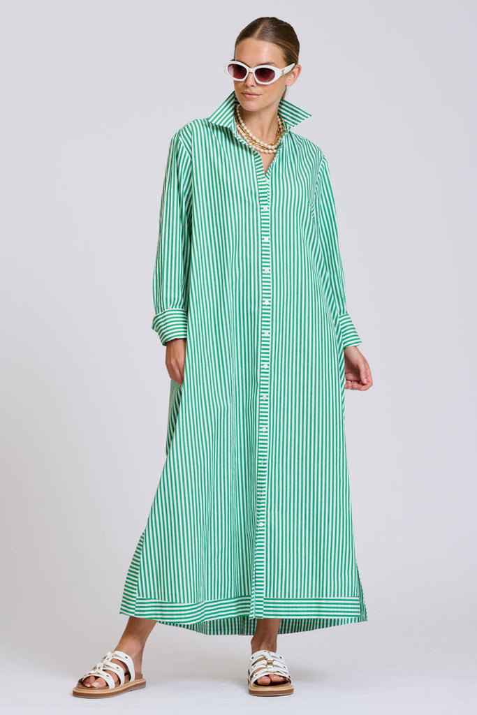 Shirty The Sybil Oversized Dress - Bright Green Stripe