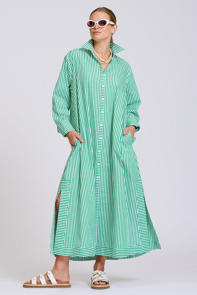 Shirty The Sybil Oversized Dress - Bright Green Stripe