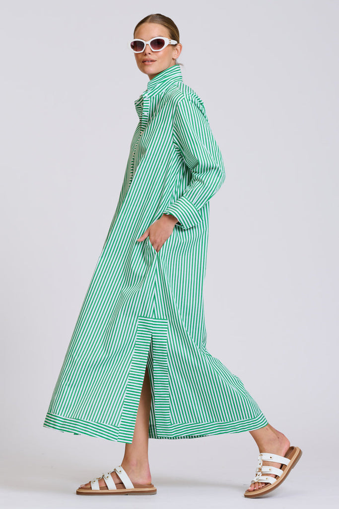 Shirty The Sybil Oversized Dress - Bright Green Stripe