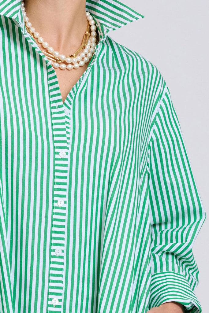 Shirty The Sybil Oversized Dress - Bright Green Stripe