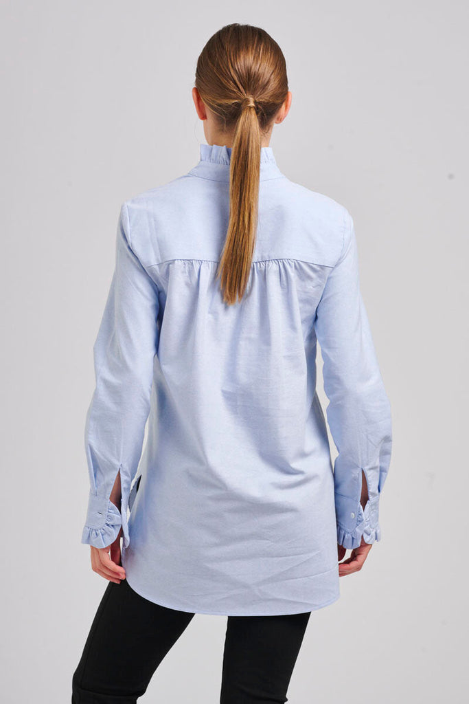 The Francesca Classic Oxford Frill Collar & Cuff Shirt - Blue