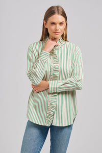 The Piper Classic Cotton Shirt  - Emerald Stripe.