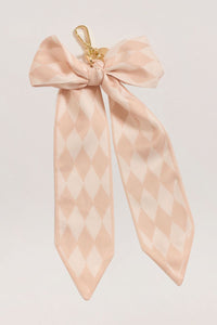 Printed Silk Scarf With Keychain - Pink Print