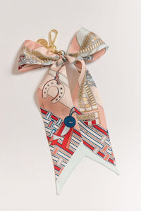 Printed Silk Scarf With Keychain - Blush Muti