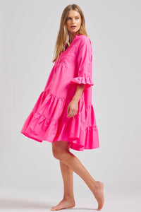 The Sindy Oversized Cotton Dress - Hot Pink