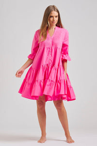 The Sindy Oversized Cotton Dress - Hot Pink
