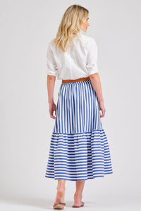 The Nina Skirt Elasticised - Blue / White