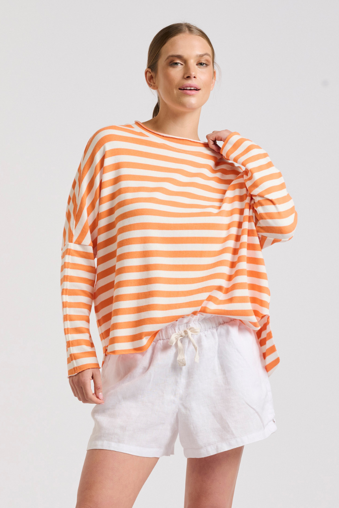 Raw Summer Sweatshirt - Orange/White Stripe