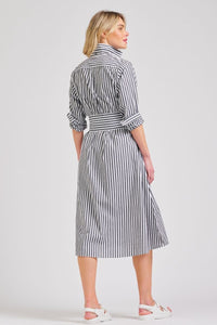 The Luna Long Shirtdress - Midnight/White Stripe