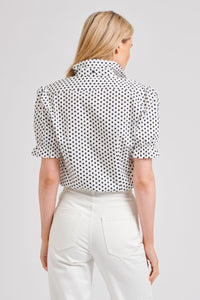 The Serena Short Sleeve Shirt - White/Navy Spot