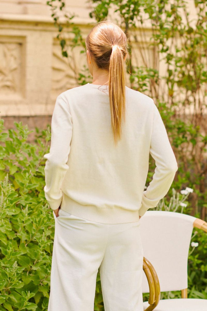 Wentworth Plain V Neck Sweater - Club White