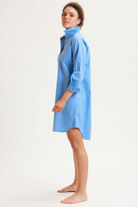 The Cotton Popover Shirt Dress - Banker Blue | Shirty Style Clothing