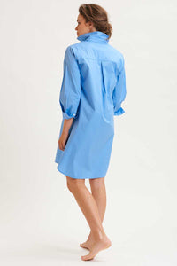 The Cotton Popover Shirt Dress - Banker Blue | Shirty Style Clothing