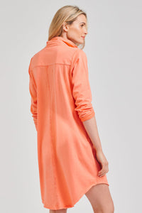 Raw Shirt Dress - Peach