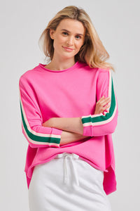 Raw Tape Long Sleeve Sweatshirt - Hot Pink