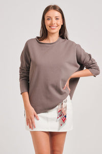 Raw Long Sleeve Sweatshirt - Taupe