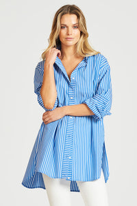 The Boyfriend Oversized Shirt - Azure Stripe