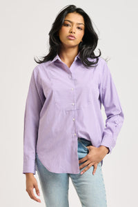 The Chloe Classic Shirt Bib Front - Purple Stripe