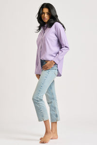 The Chloe Classic Shirt Bib Front - Purple Stripe